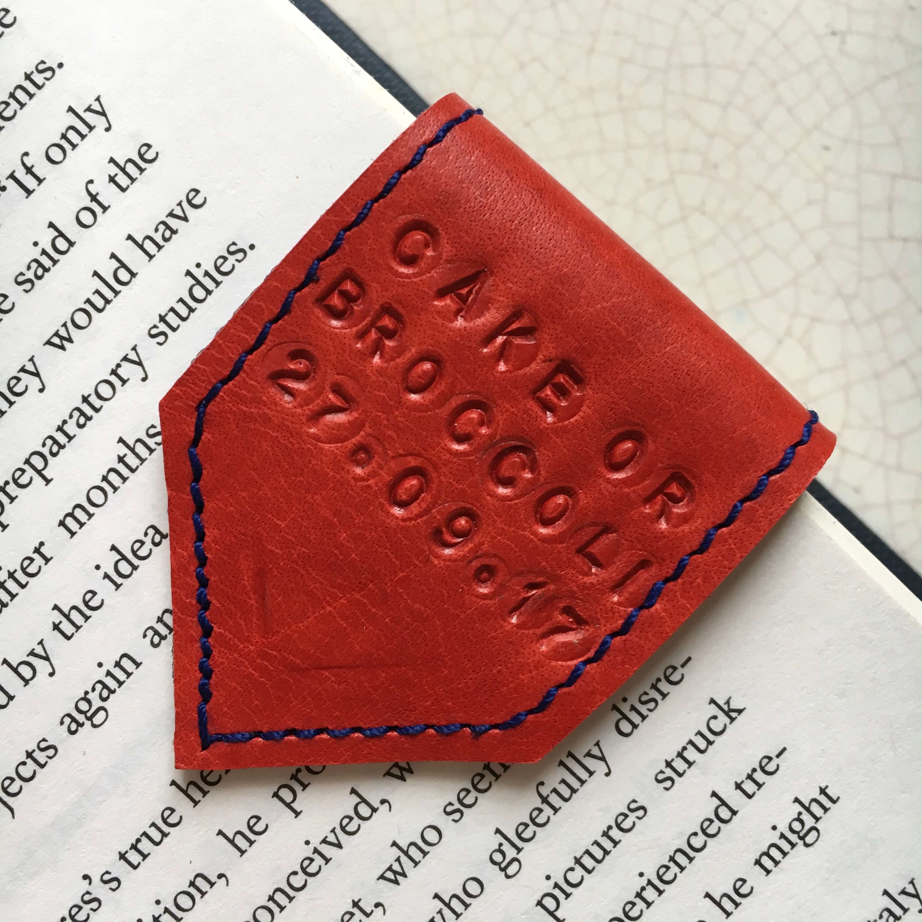 personalised leather bookmark by Law