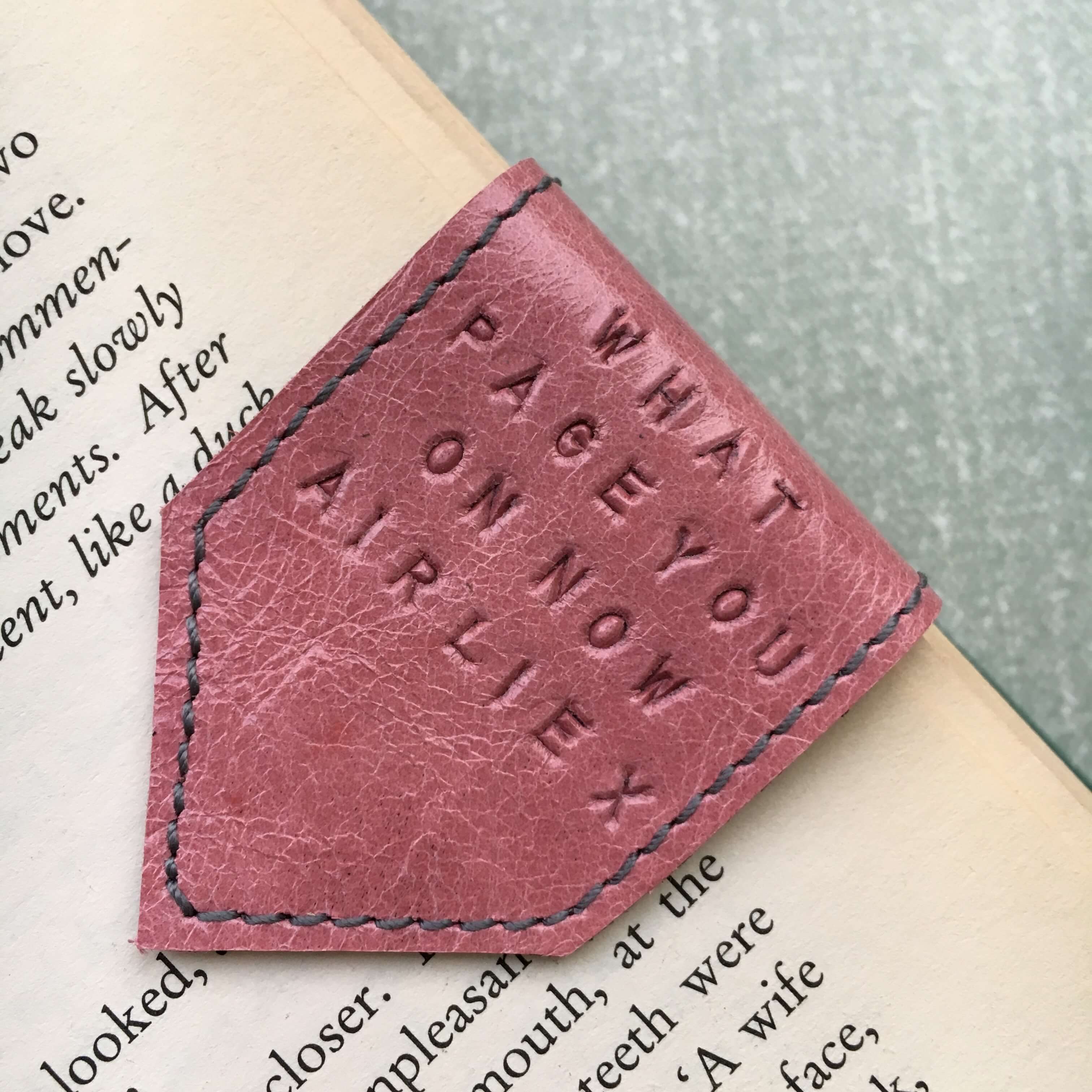 personalised_pink_leather_bookmark_by_Law